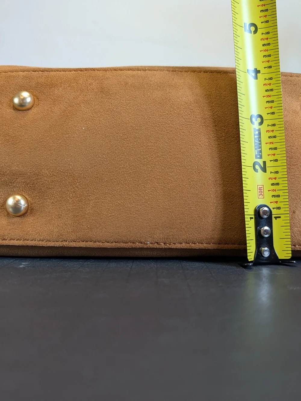 Nanette Lepore Faux Suede Satchel Bag in Camel W/Gold-tone Accent Chain
